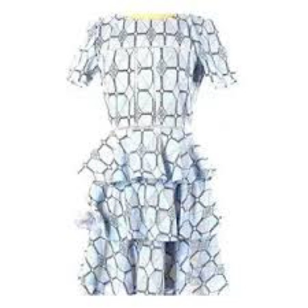 Gianni Bini Blue and White Ruffle Mini Dress size L - Picture 6 of 6